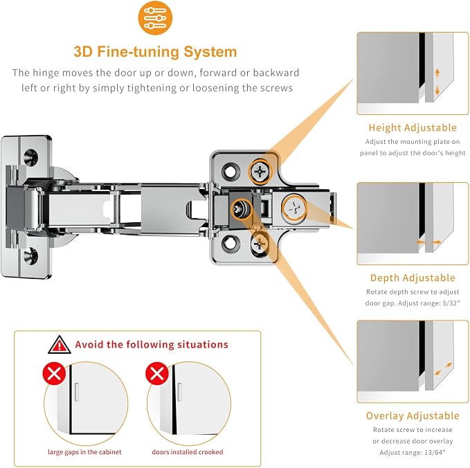 2 Pack 165 Degree Frameless Lazy Susan Hinge, Clip ON Plate - Image 2