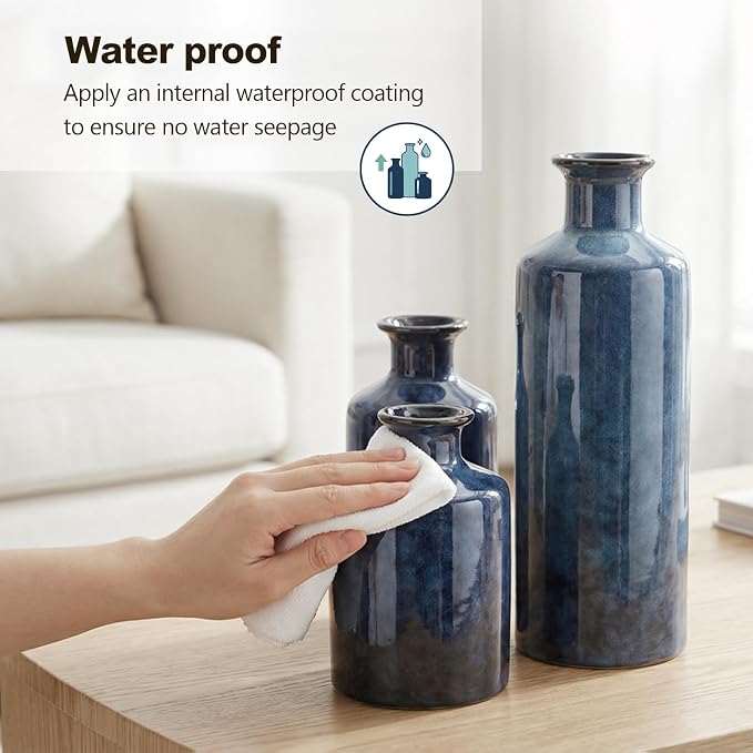 Blue Ceramic Vase Set - Image 5