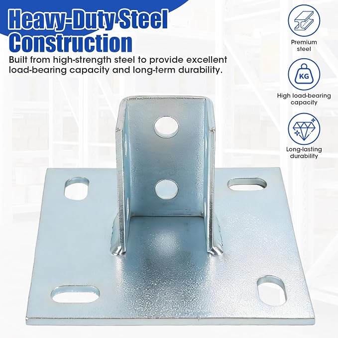4Pcs Strut Post Base, 4 Holes Square Mount Base 6" x 6" Base - Image 2