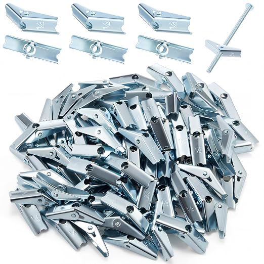 Yaocom 200 Pack 1/4-20 Spring Toggle Wing Nuts Only, Zinc Plated Stainless by Yaocom