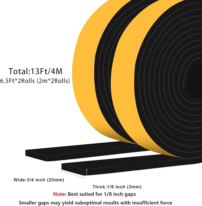 Wide Foam Seal Tape, Blocks Drafts, Strong Adhesive, Easy Install | Reduces - Image 6
