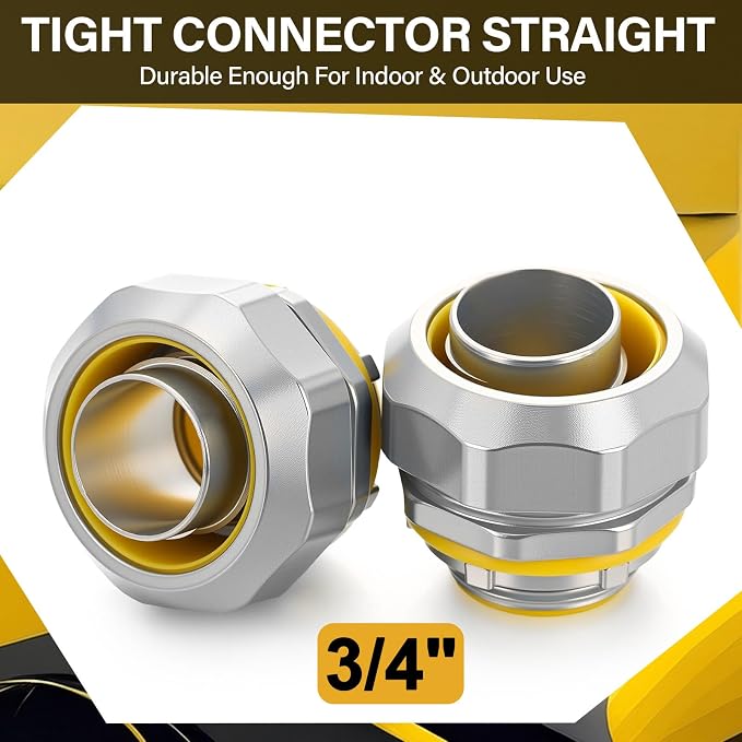 Gisafai 5 Pcs Liquid Tight Connector Straight Insulated Zinc Die Cast Metal - Image 5