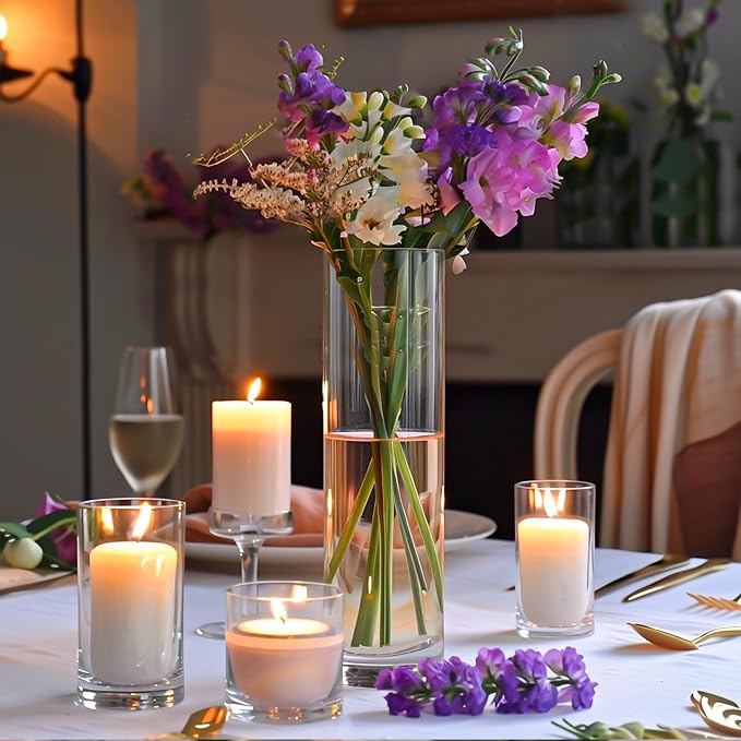 12pcs 12 Inch Clear Glass Cylinder Vases - Image 2