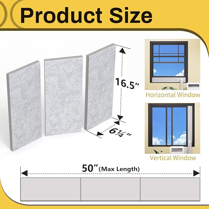 Insulation Foam Panels for Portable Air Conditioner Window Vent Kit, Thickened - Image 2