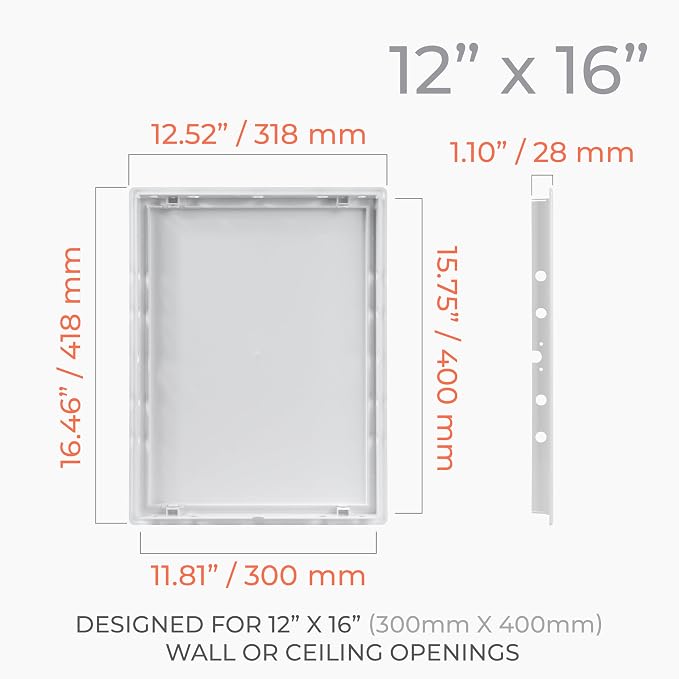 12x16 Inch White Access Panel for Drywall – ABS Plastic Square Wall, Ceiling - Image 2