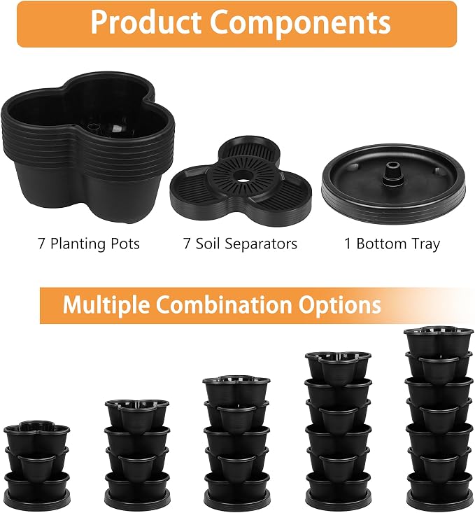 VECELO 7 Tier Vertical Garden Planter, Self Watering Stackable Planters - Image 8