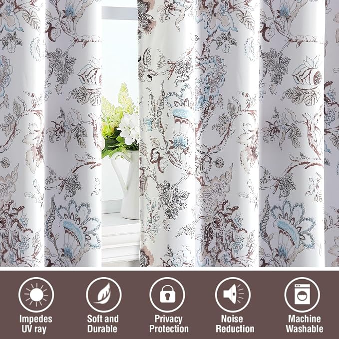 H.VERSAILTEX Blackout Curtains 96 Inch Length 2 Panels Set Floral Print Curtain - Image 7