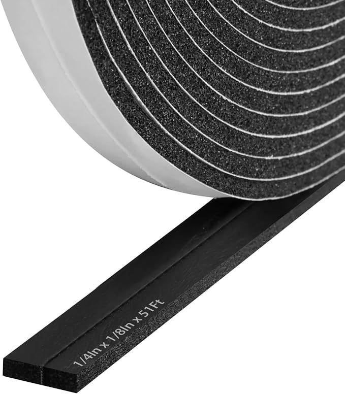 Storystore Weather Stripping Foam Tape, 1/4" x 1/8" x 51 FT Door Seal | by Storystore