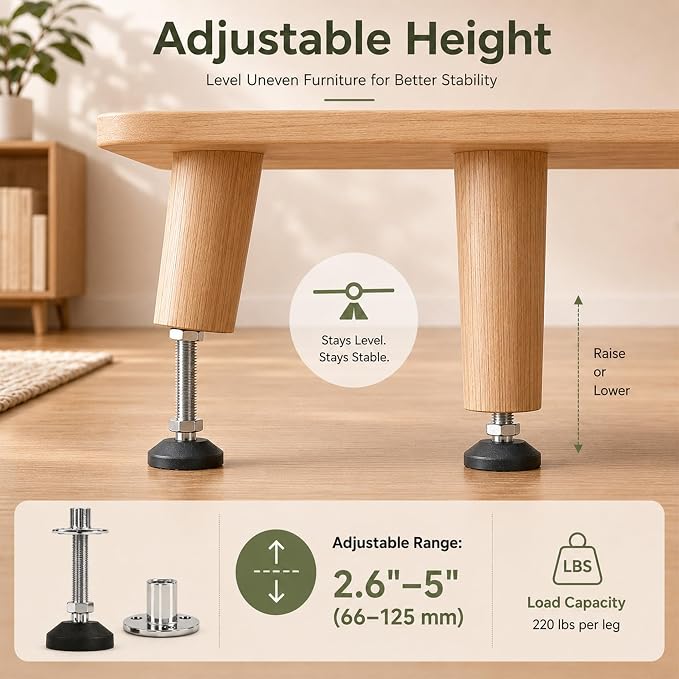 M12 Adjustable Leveling Feet, 4 Pack, 20° Swivel Base - Image 6
