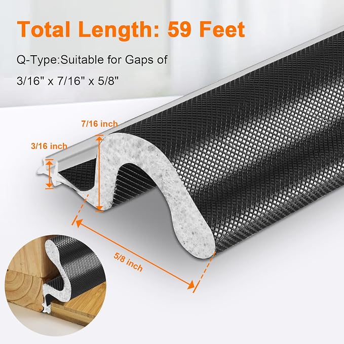 Storystore 59 FT Foam Kerf Weather Stripping Door Seal, Draft blocking - Image 3