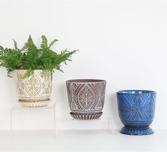 Gepege Ceramic Plant Pots, 6 Inch Indoor Planters - Image 7
