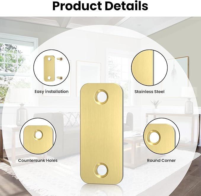 1" x 2-1/4" Door Hole Cover Plate, Stainless Steel Door Strike Filler Plate | - Image 6