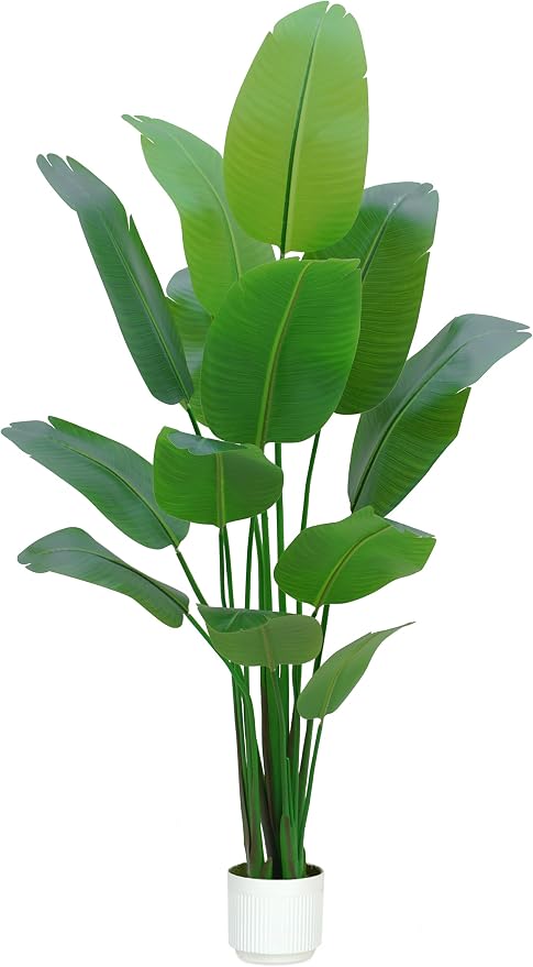 Bird of Paradise Plant Artificial 7ft, Faux Plants Indoor Tall by HZXGCP