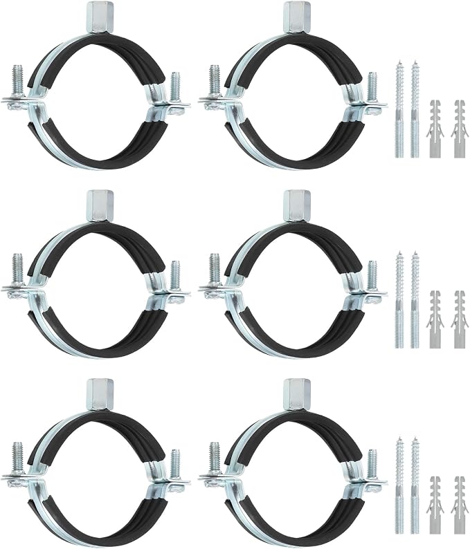 uxcell 6 Pcs Adjustable Pipe Bracket Clamp, 2-1/2" Wall Ceiling Mount Split by uxcell