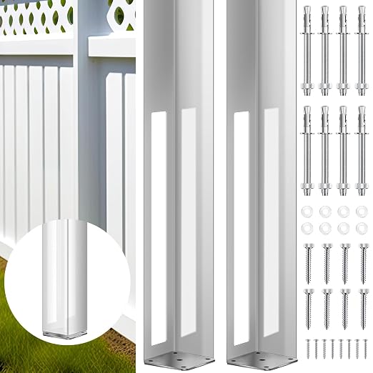 2 Sets 5" X 5" X 48" Vinyl Fence Concrete Post by Hicarer