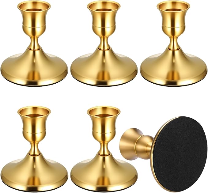 6PCS Brass Black Taper Candle Holders, Vintage Candlestick Holders | Small by Ovveroche