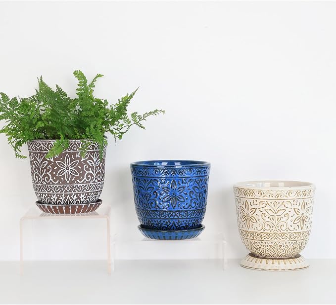 Gepege Ceramic Plant Pots, 6 Inch Indoor Planters - Image 8