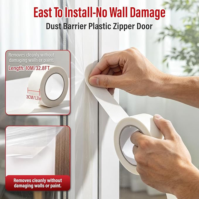 4 FT x 7.2 FT Dust Barrier Plastic Zipper Door, Door Dust Cover - Image 6