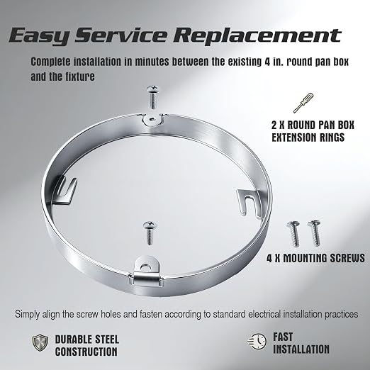 4" 1/2 in deep Round Box Extension Ring 57111 Fits Ceiling Electrical Boxes | - Image 6