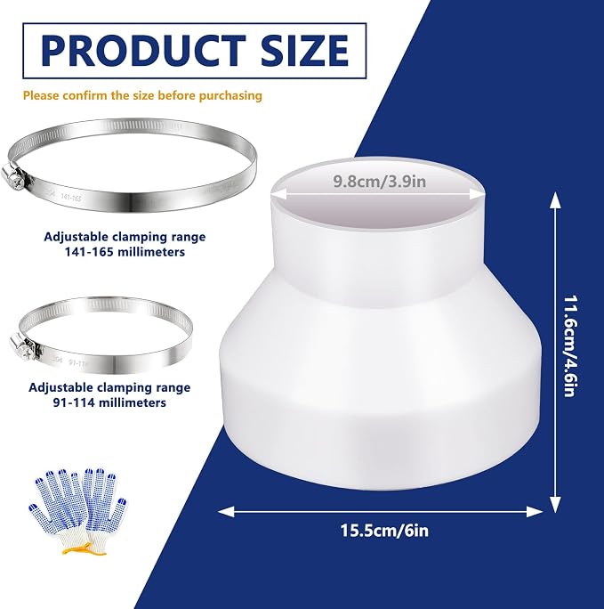 3 Set 6 to 4 inch Duct Reducer Adapter, Air Duct Reducer Increaser - Image 2