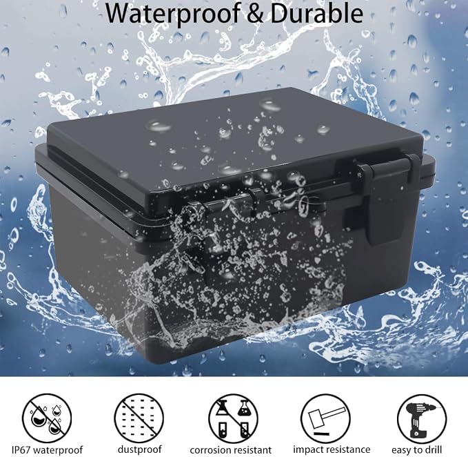 Junction Box, Hinged Black Cover IP67 Waterproof ABS Project Box - Image 2