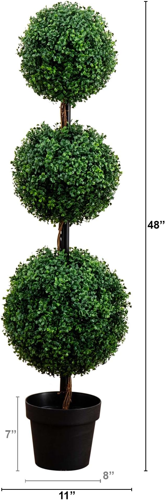 Nearly Natural 4 ft Artificial Triple Ball Boxwood Topiary Tree - Image 3