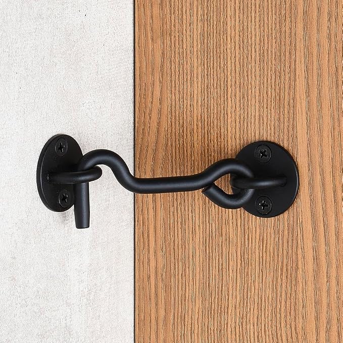 4" Privacy Hook and Eye Gate Door Latch, Easy Barn Door Lock, 2-Layer Powder - Image 3