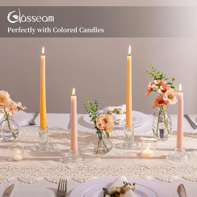 Glasseam Glass Taper Candle Holders, Christmas Decorations, Wedding Table - Image 2