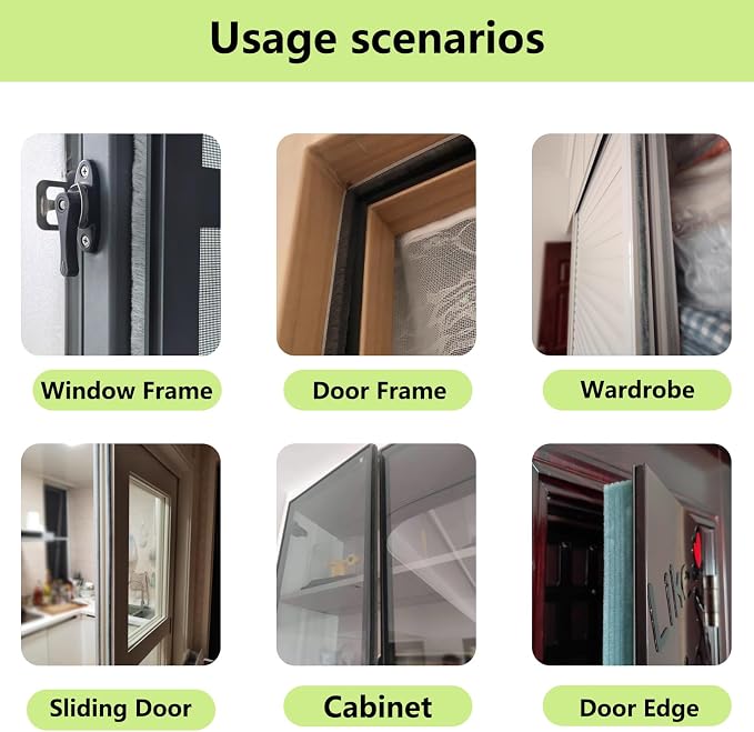 ZOMPAGO Brush Weather Stripping Door Window Seal, 0.2 x 0.4 x 66 FT | Felt - Image 8