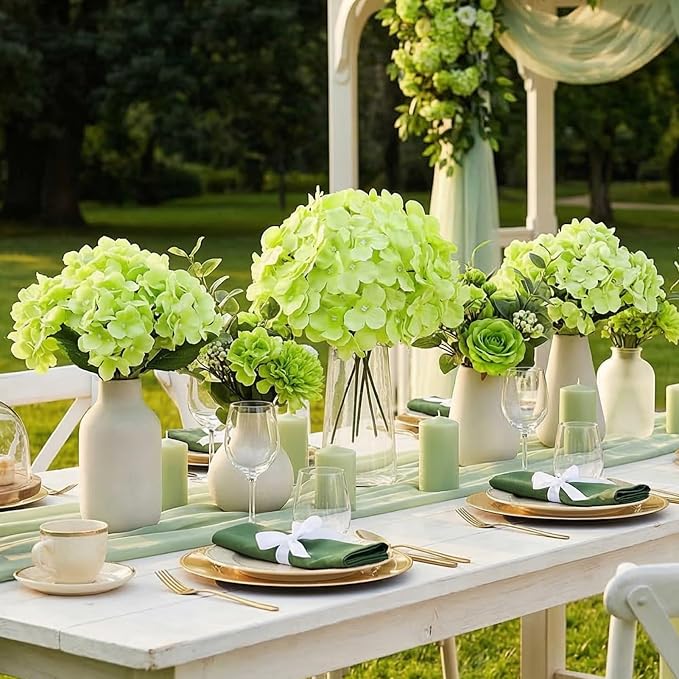 Auihiay 64Pcs Green Hydrangea Flowers, Silk Hydrangeas | - Image 6
