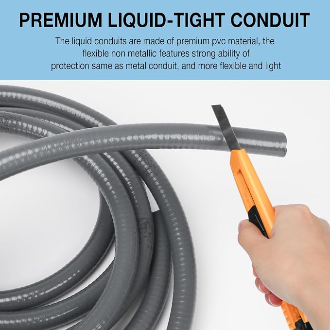 3/4 Inch 6 ft Liquid Tight Conduit Kit, Flexible Electrical Conduit Kit | - Image 3