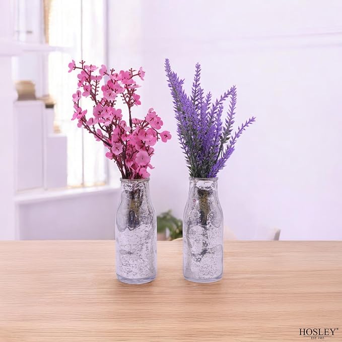 Hosley Set of 2, Glass Silver Glass Bottle, 5.5" High. Ideal Gift - Image 7