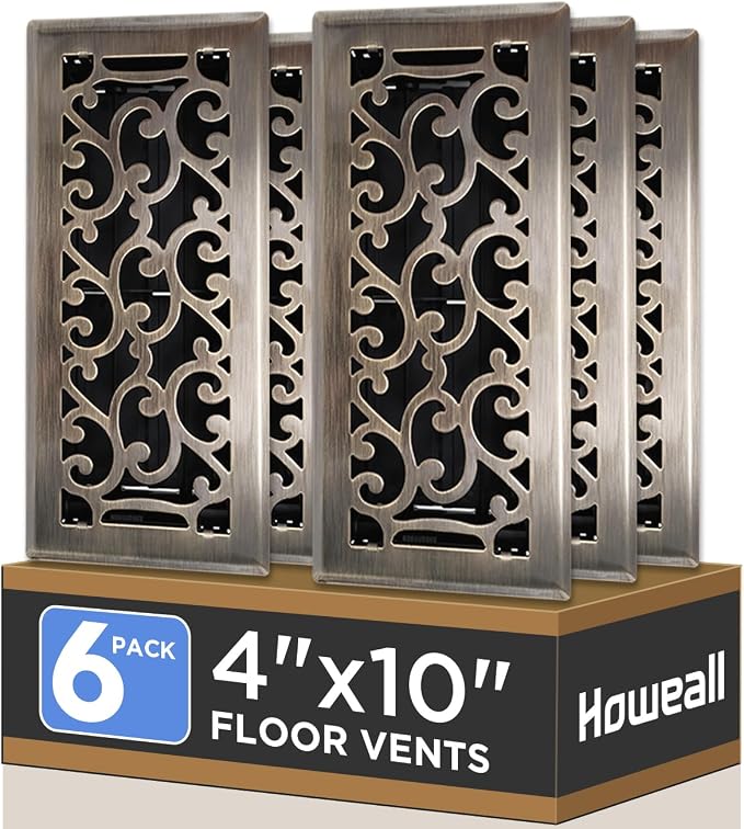 Howeall 4x10 Inches 6 Pack Heavy Duty Walkable Floor Register by Howeall