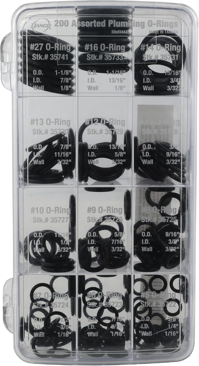 Danco Rubber O-Ring Kit, 200-Pieces, 12 Size Assortment, - Image 10