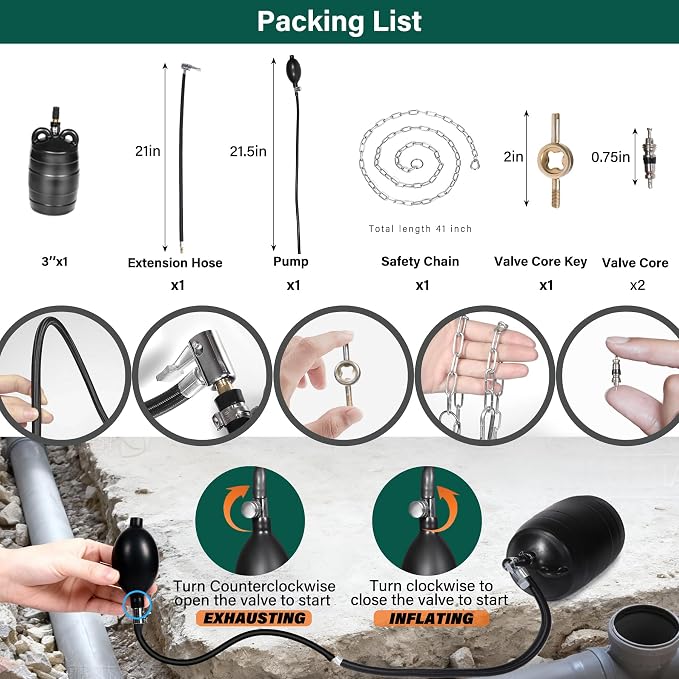 3 Inch Inflatable Pipe Plug Balloon Kit - Image 3
