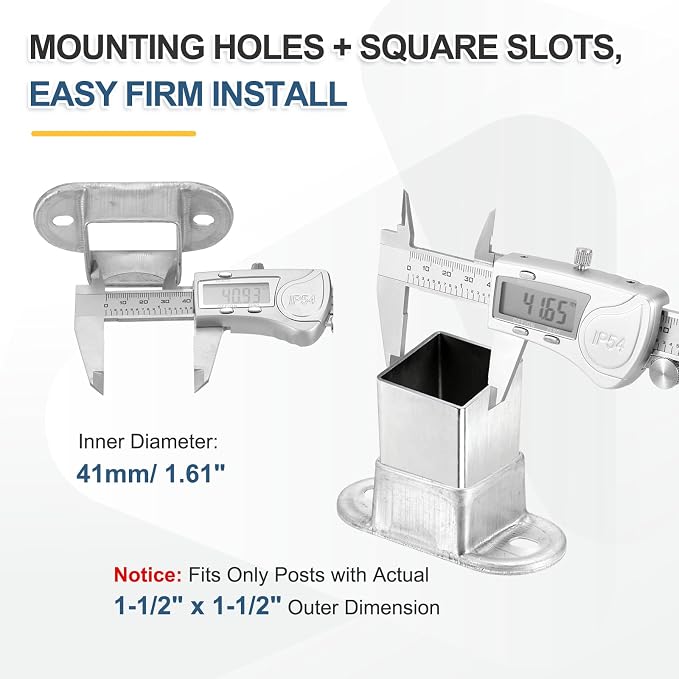 uxcell 10 Pack Square Post Flange Base, Fits 1.6x1.6 Square Tube Galvanized - Image 3