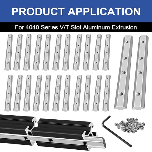 24pcs 4040 Straight Connector Joint Plate Corner Bracket Silver | 4040 Hardware - Image 5