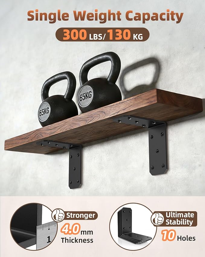 Heavy Duty L Brackets, 5x5 Inch, 300 LBS, 4 Pack | Carbon Steel, Rust Resistant - Image 3
