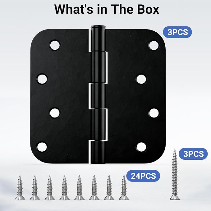 3 Pack 4 Inch Door Hinges Matte Black, Heavy Duty Solid Iron Interior & - Image 7
