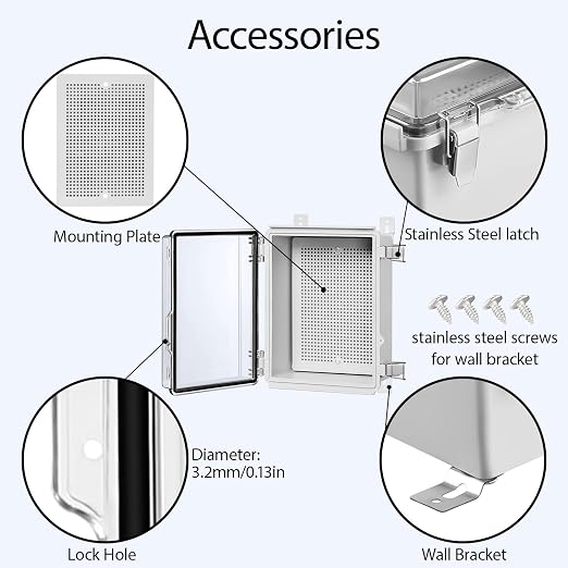 Electrical Box, IP67 Waterproof Hinged Clear Cover Stainless Steel Latch - Image 4