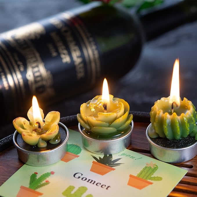 Handmade Cactus Tealight Candles | Succulent Cactus Tea Light Candles - Image 4