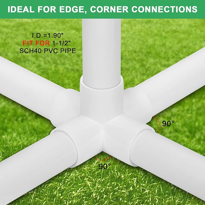 2Pack 1-1/2" Tee PVC Pipe Fitting 5 Way Elbow Connector Furniture Grade SCH40 - Image 3