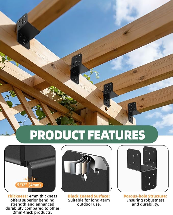 Heavy Duty Angle Brackets for 4x4, 4x6 Post, and Outdoor Crafts Woodworking - Image 3