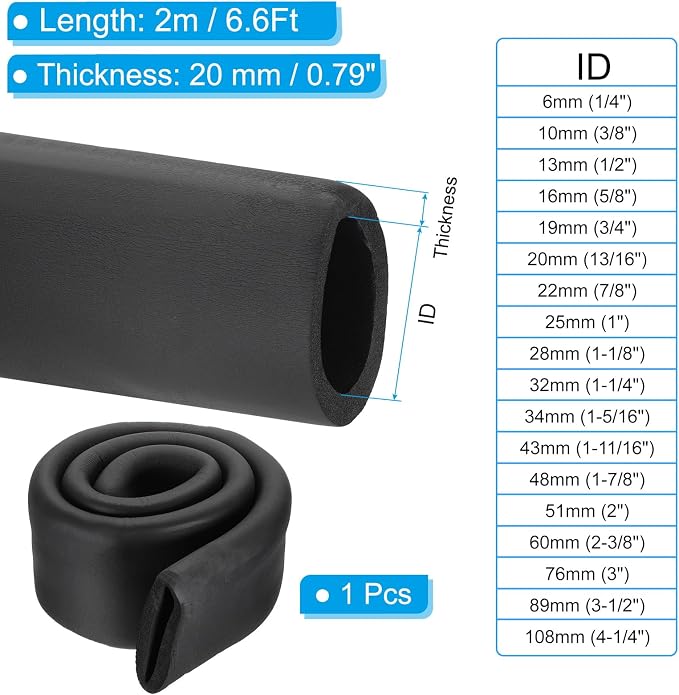 PATIKIL 4-1/4" ID x 6.6Ft Pipe Insulation Foam Tube, Pipe Cover Wrap Roll Bar - Image 2