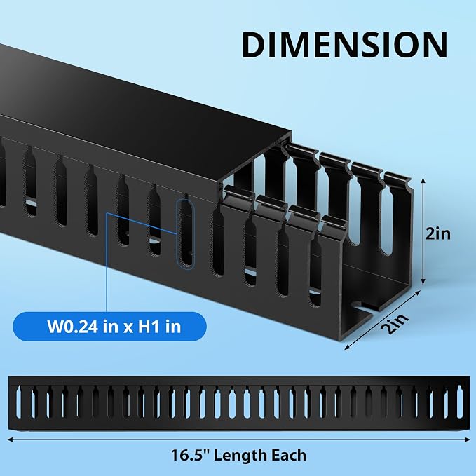 2" H x 2" W Cable Raceway, 132in Under Desk Wire Management Channel, 16.5in Each - Image 2