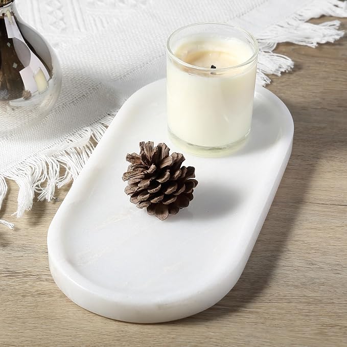 African Natural White Marble Decorative Tray, Catchall Tray - Image 6