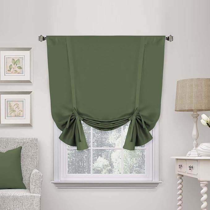 H.VERSAILTEX Blackout Tie Up Curtain Thermal Insulated Curtains Bathroom by HVERSAILTEX