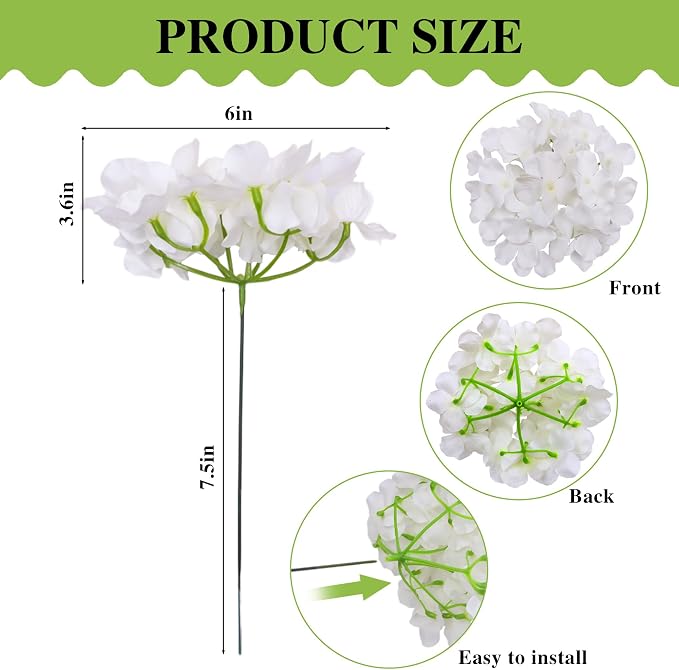 AVIVIHO 105 Pcs White Hydrangeas Artificial Flowers Bulk White Silk Flowers - Image 3