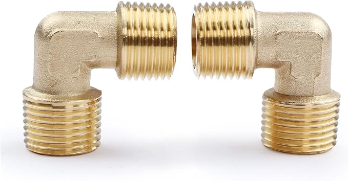 U.S. Solid 2pcs 90 Degree Barstock Street Elbow Brass Pipe Fitting 3/8" NPT - Image 2
