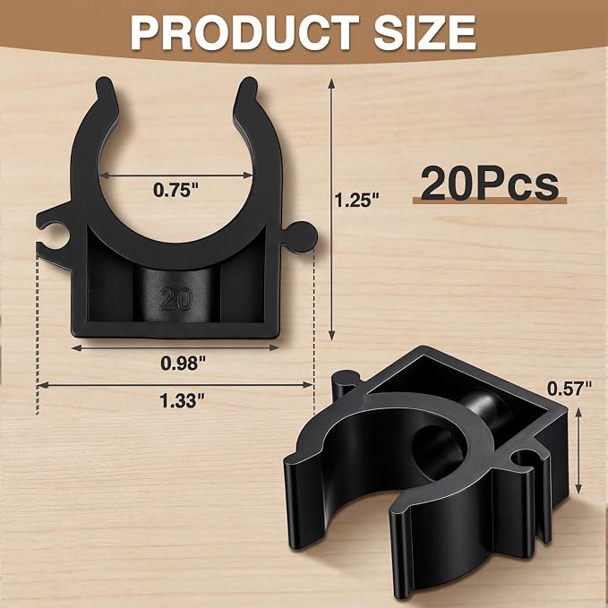 Sliner 20 Pack 3/4" Pipe Clips for Compressed Air Lines Pex Clamps U Shaped - Image 2